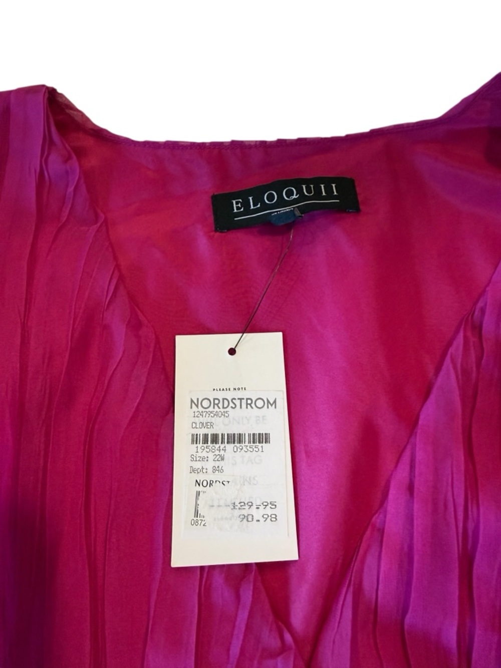 Eloquii Fuchsia Pleated Midi Dress Romantic Long Sleeve Flowy Luxe Plus NEW 22W - Picture 10 of 14